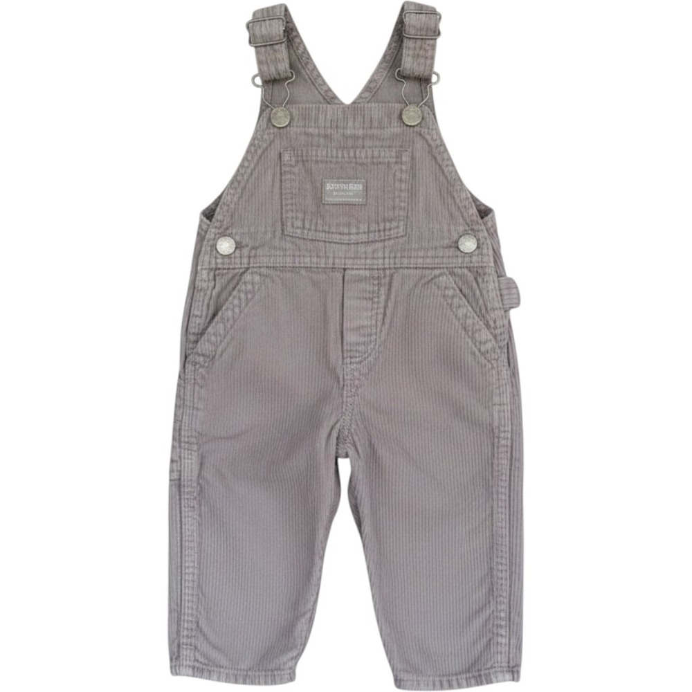 OshKosh B'gosh Corduroy Overalls Baby 18M Gray Vintage Cotton Bib Snaps Y2K